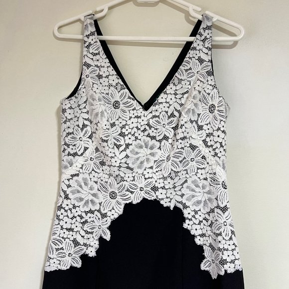 NEW Ralph Lauren Black & White Lace Sheath Dress- Elegant Evening Cocktail, Sz 4 - Picture 7 of 16